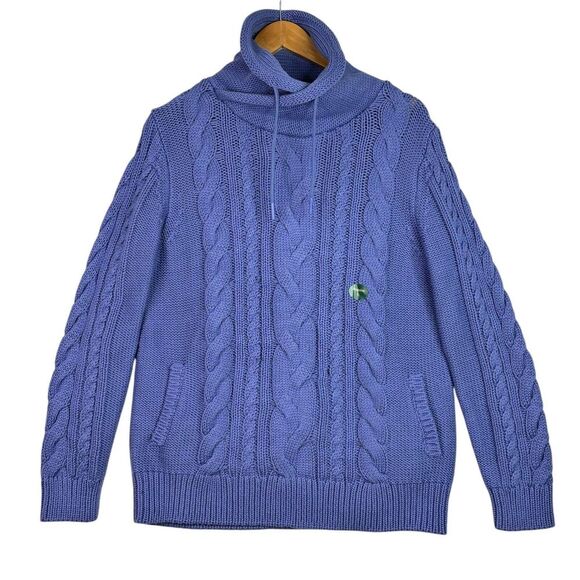 L.L. Bean Sweaters - LL Bean Double L Mixed Cable Sweater Womens Sz L Larkspur Funnel Neck Cozy NWT